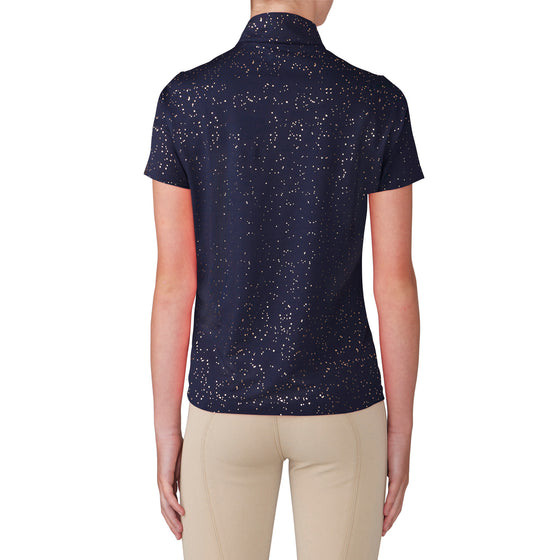 Kids' Elegance Glitter Dot Sport Shirt Short Sleeve - Navy/Rose
