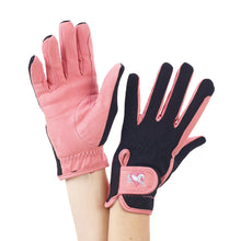  Kids' Embroidered Riding Gloves - Pink/Black