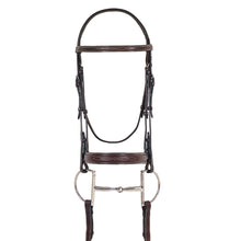  Elite Fancy Raised Comfort Crown Flat Wide Nose Padded Bridle with Reins