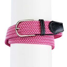  Women's Braided Stretch Belt - Pink/Rose