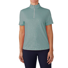  Women's Short Sleeve Elegance Glitter Dot Sport Shirt - Jade/Silver