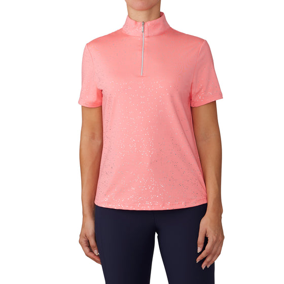 Women's Short Sleeve Elegance Glitter Dot Sport Shirt - Pink Lemonade Silver