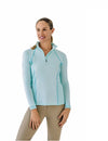Quarter-Zip Long Sleeve Sunshirt - Aqua Open Water