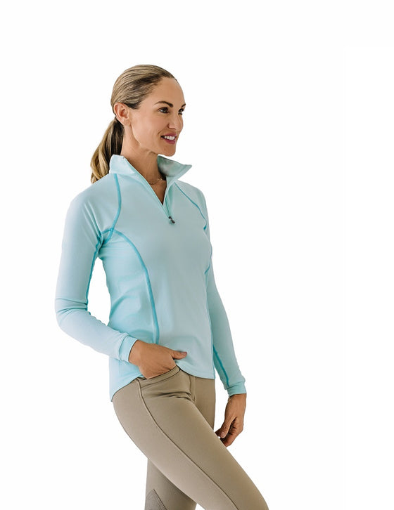 Quarter-Zip Long Sleeve Sunshirt - Aqua Open Water