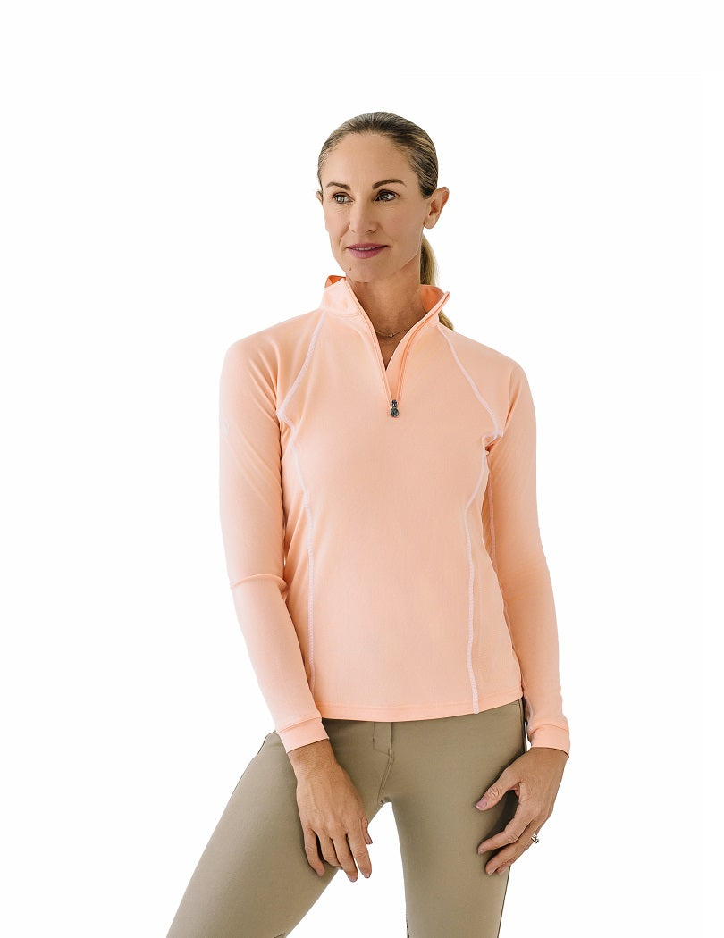 Quarter-Zip Long Sleeve Sunshirt - Peach – Ovation Riding