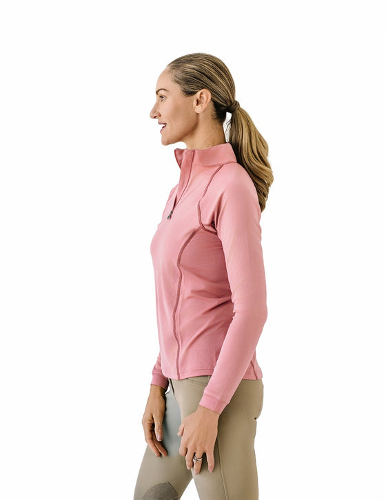 Quarter-Zip Long Sleeve Sunshirt - Rose Warm Earth