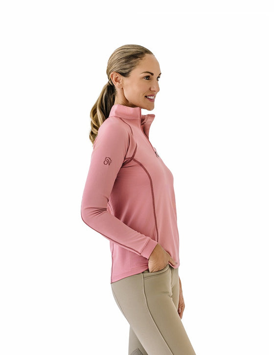 Quarter-Zip Long Sleeve Sunshirt - Rose Warm Earth