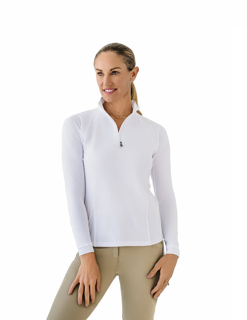 Quarter-Zip Long Sleeve Sunshirt - White – Ovation Riding