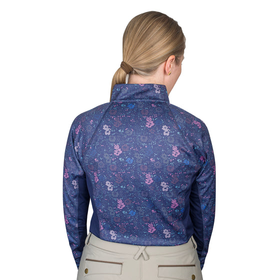 Ovation Quarter Zip Long Sleeve Sunshirt - Navy Mosaic Floral