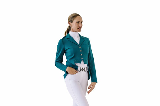 Ladies Shine Dressage Show Coat - Deep Teal