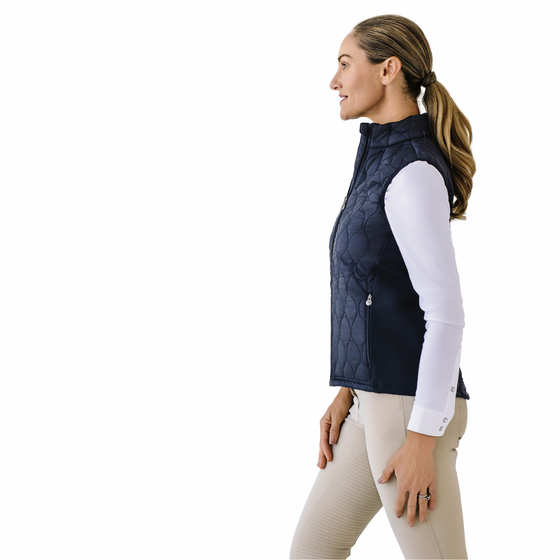 Quilted Hybrid Puffer Vest - Black