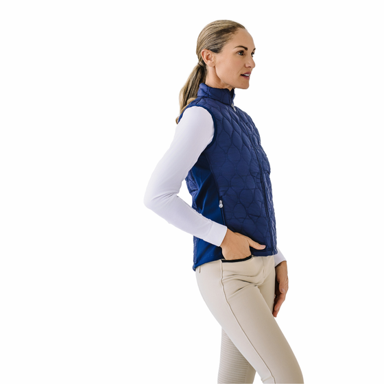 Quilted Hybrid Puffer Vest - Navy