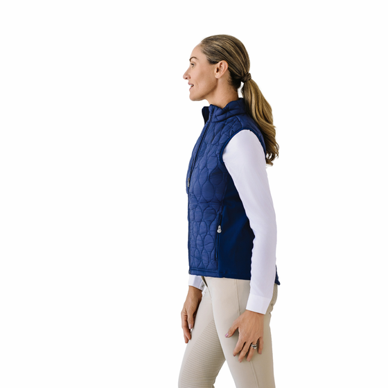 Quilted Hybrid Puffer Vest - Navy