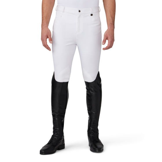 Men's EuroWeave DX  Suede Knee Patch Breech - White