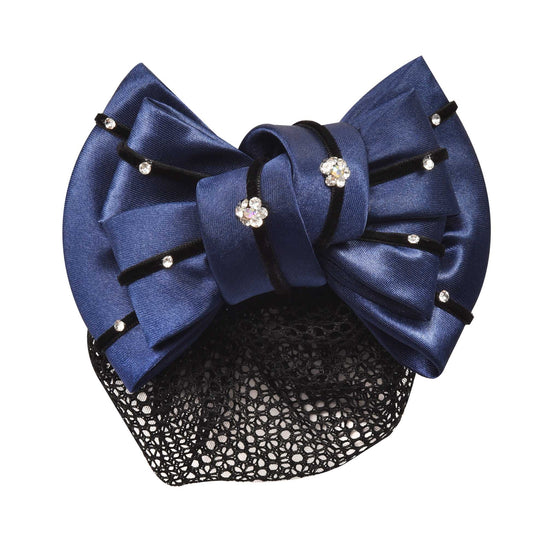 Classic Show Bow Hairclip with Net - Navy/Floral