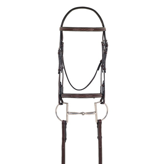 Elite Fancy Raised Comfort Crown Padded Bridle with Reins