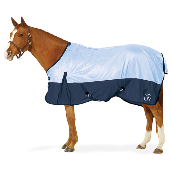 Super Fly Sheet with Surcingle - Lt Blue/Navy