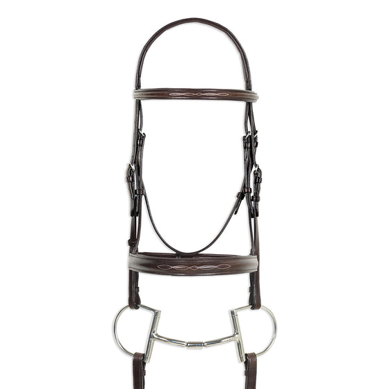 Classic Fancy Round Raised Wide Nose Comfort Crown Padded Bridle with Reins