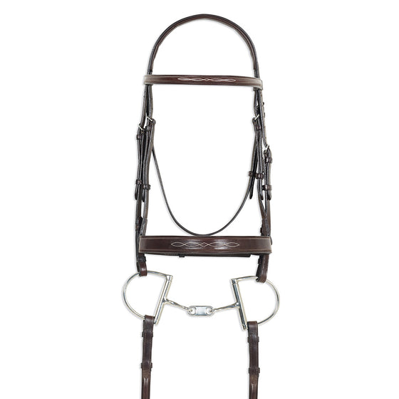 Classic Raised Comfort Crown Wide Noseband Bridle with Reins