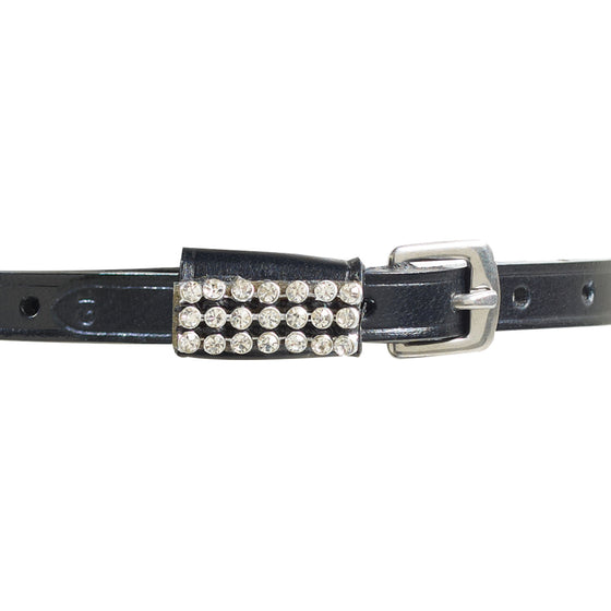 Leather Spur Straps with Jewels - Diamond/Silver