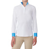 Girls' Ellie II DX Long Sleeve Show Shirt - White/Blue Horseshoe