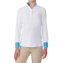  Girls' Ellie II DX Long Sleeve Show Shirt - White/Blue Horseshoe