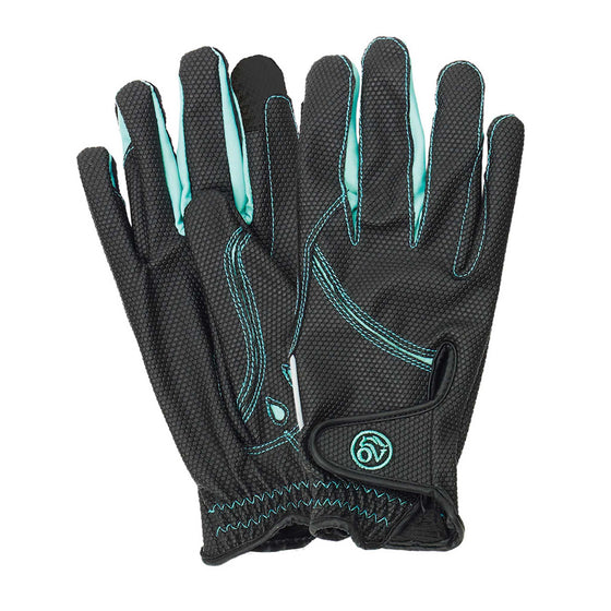 Adult Tek-Flex Riding Gloves - Black/Teal