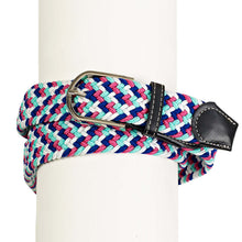  Women's Braided Stretch Belt - Aqua/Rose/Royal