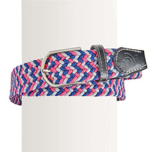  Women's Braided Stretch Belt - Grey/Bright Blue/Orchid