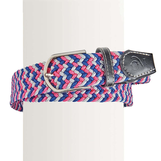 Women's Braided Stretch Belt - Grey/Bright Blue/Orchid