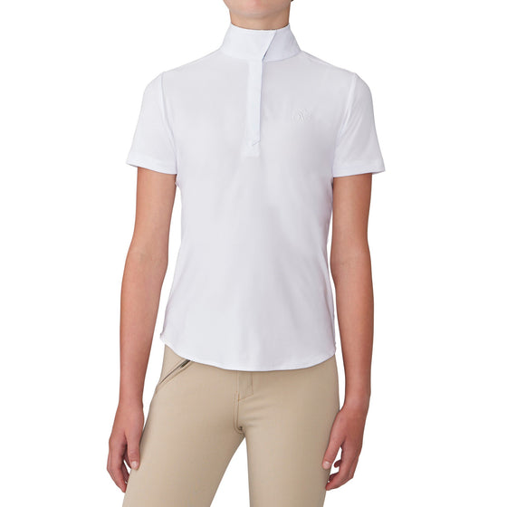 Girls' Ellie II Short Sleeve Show Shirt - White/Tropical Palms