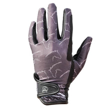  Women's Cool Rider Riding Gloves - Grey Horses