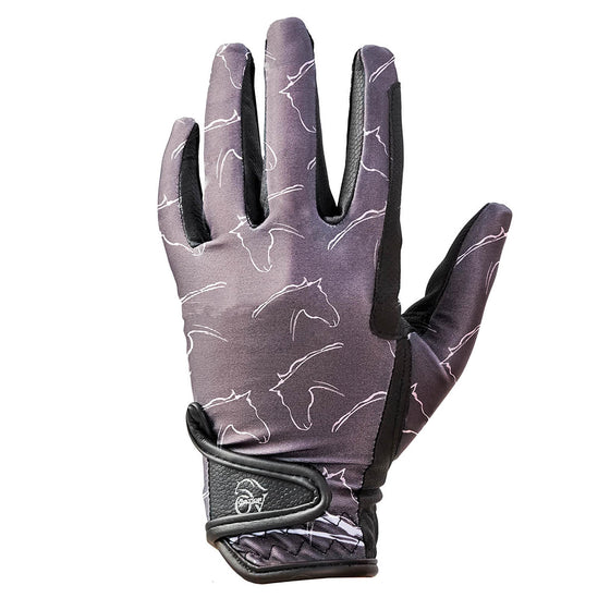 Women's Cool Rider Riding Gloves - Grey Horses