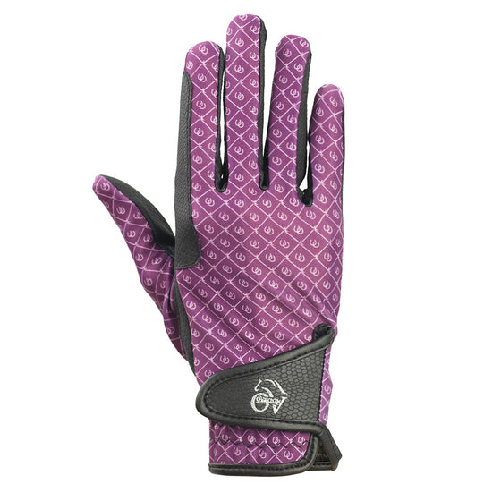 Women's Cool Rider Riding Gloves - Plum Horseshoes