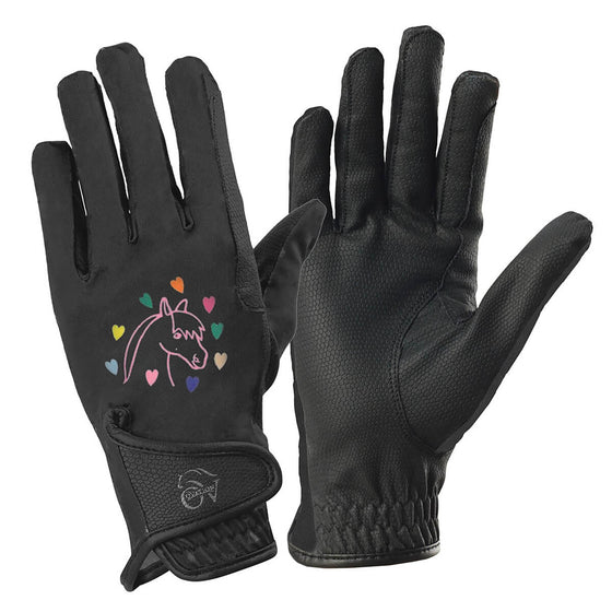 Kids' PerformerZ Riding Gloves - Horse/Heart