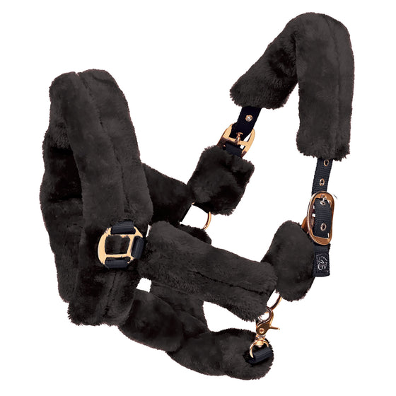 Rose Gold Fleece Shipping Halter - Black