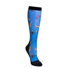  Kids' Footzees Boot Sock - Blue Pony Print