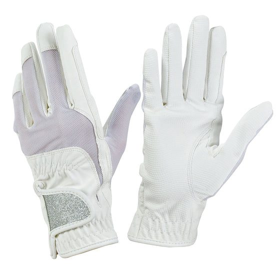 Women's Pro-Grip Glitter Riding Show Gloves - White