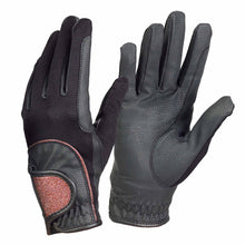  Women's Pro-Grip Glitter Riding Show Gloves - Black/Rose Gold