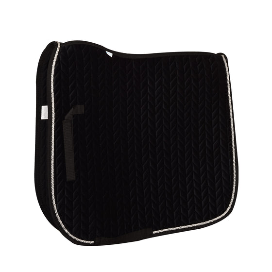 Elegance Velvet Dressage Saddle Pad - Black/Silver/Black