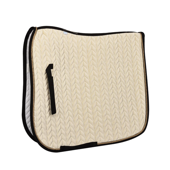 Elegance Velvet Dressage Saddle Pad - Ecru/Beige/Black