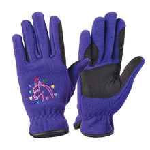  Kids' Embroided Fleece Winter Riding Gloves - Purple