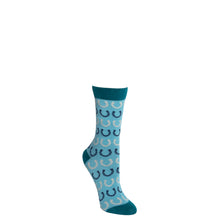  Bamboo Crew Sock - Teal Horseshoe