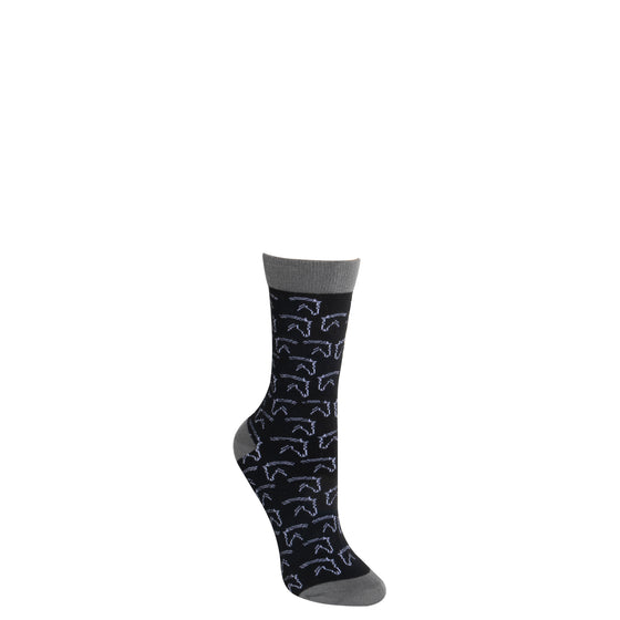 Bamboo Crew Sock - Grey Horses