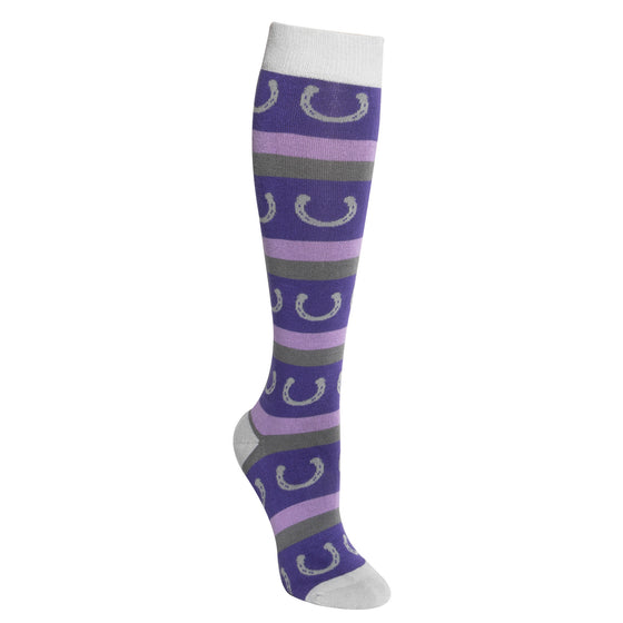 Women's Bamboo Boot Sock - Lilac Horseshoe